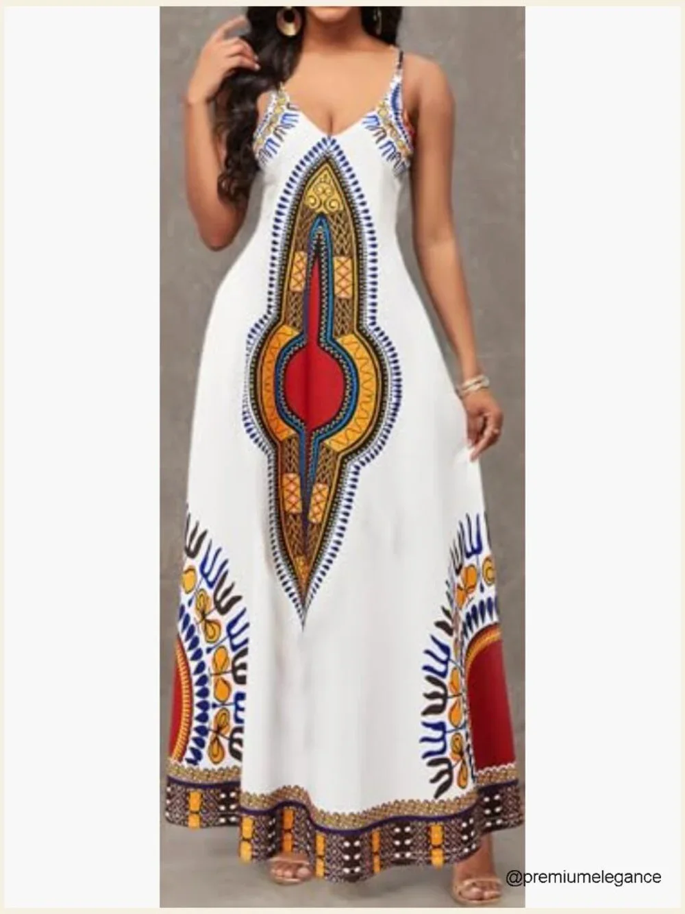 Maxi Dress with Spaghetti Straps and Pockets, Polyester Blend, Loose Fit - Picture 3 of 3